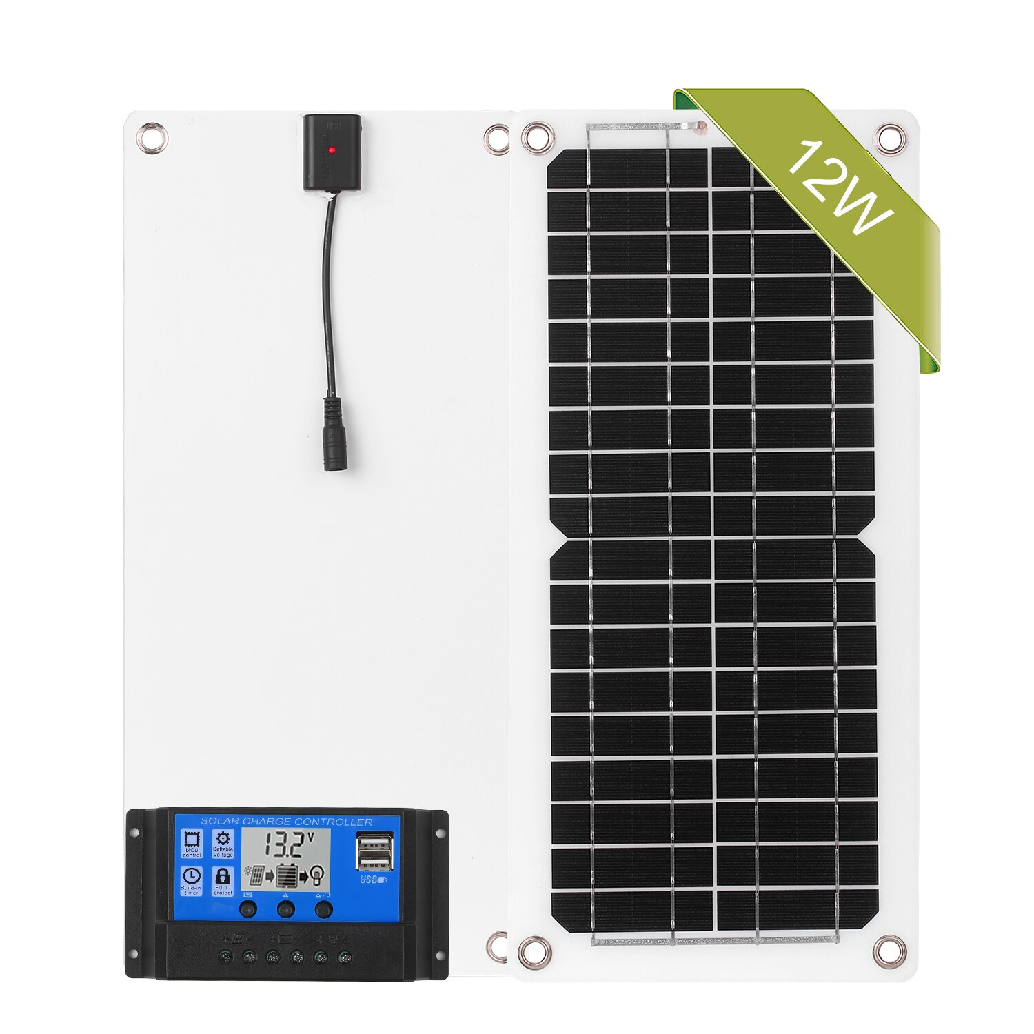 120w 12v ip65 solpanelsæt med opladningscontroller usb-port fra gittermonokrystallinsk modul med sae-tilslutningskabelsæt