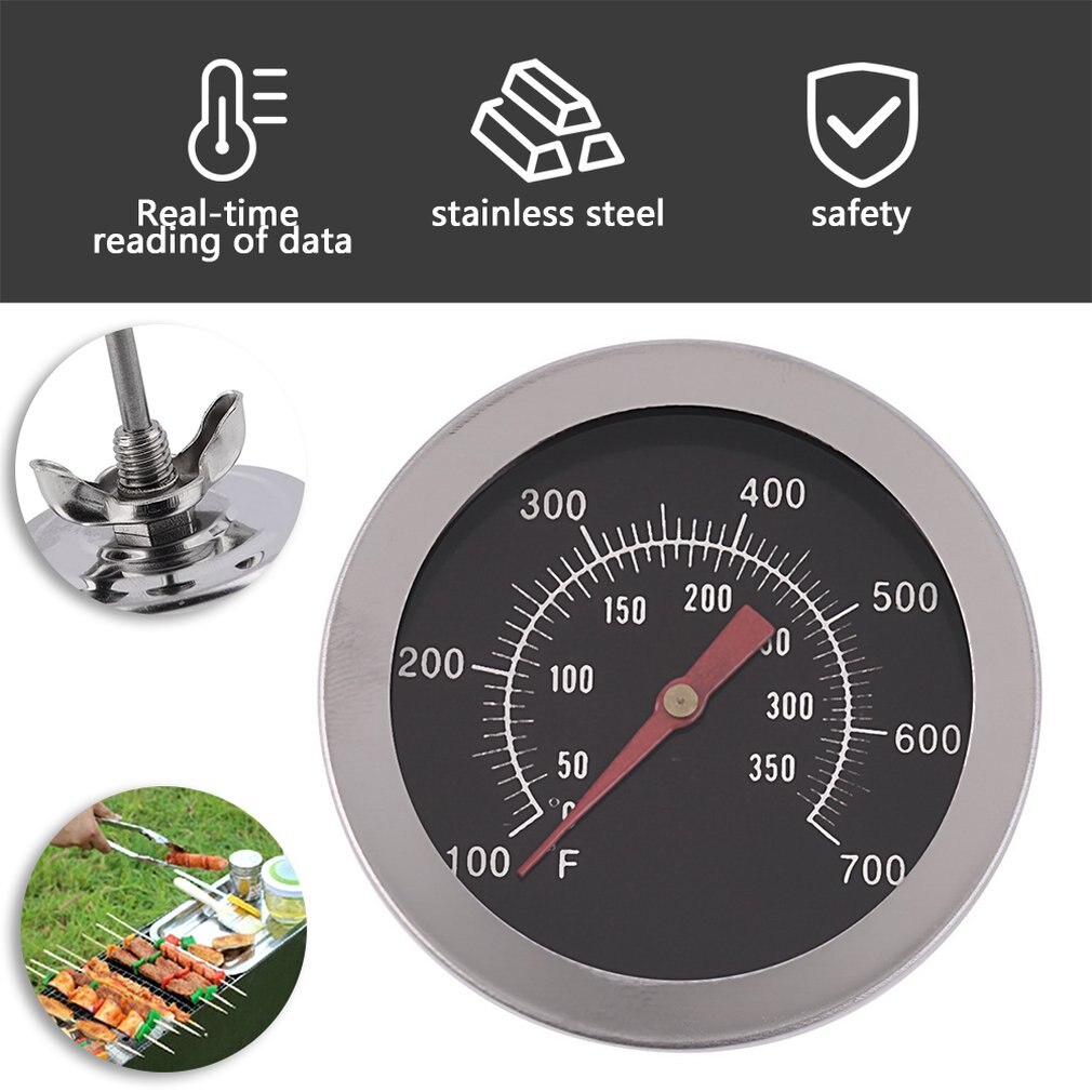 Termómetros de acero inoxidable para horno, termómetro bimetálico para barbacoa, barbacoa, parrilla, medidor de temperatura con doble calibre, herramientas de cocina de 500 grados