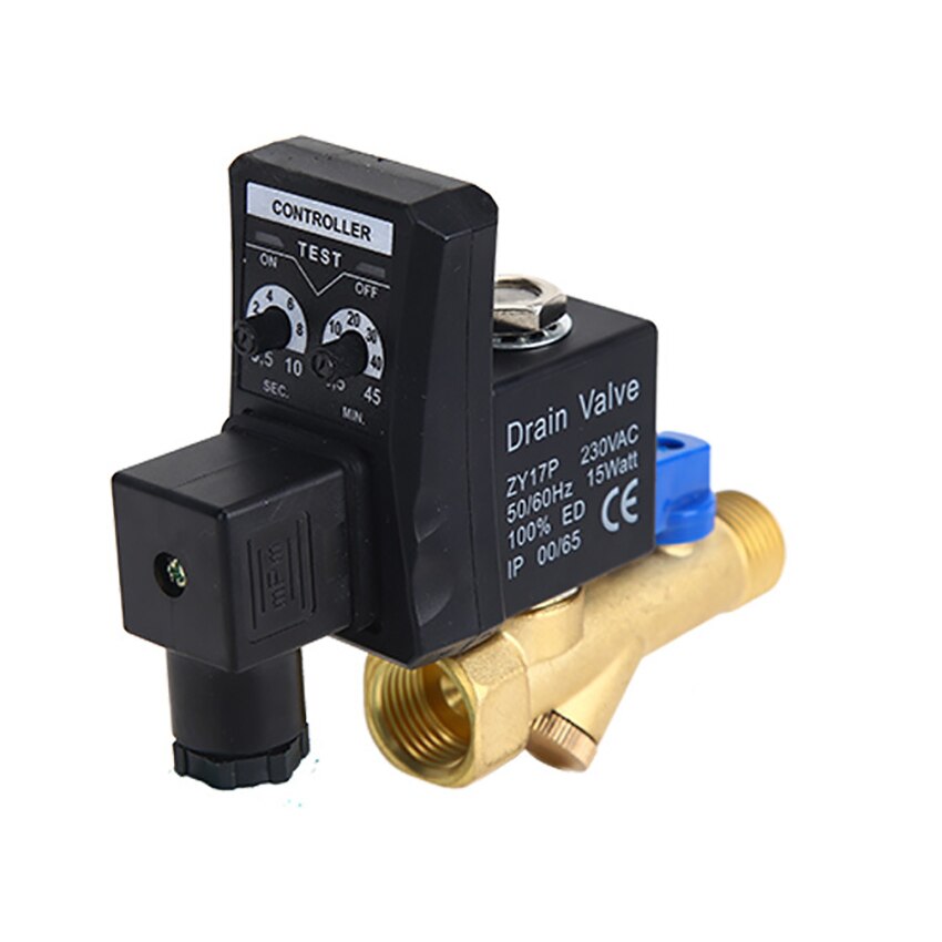 G1/2" DN15 Automatic Timed Water Tank 2-way Direct-acting Drain Valve Air Compressor Solenoid Valve AC220V AC110V DC24V DC12V