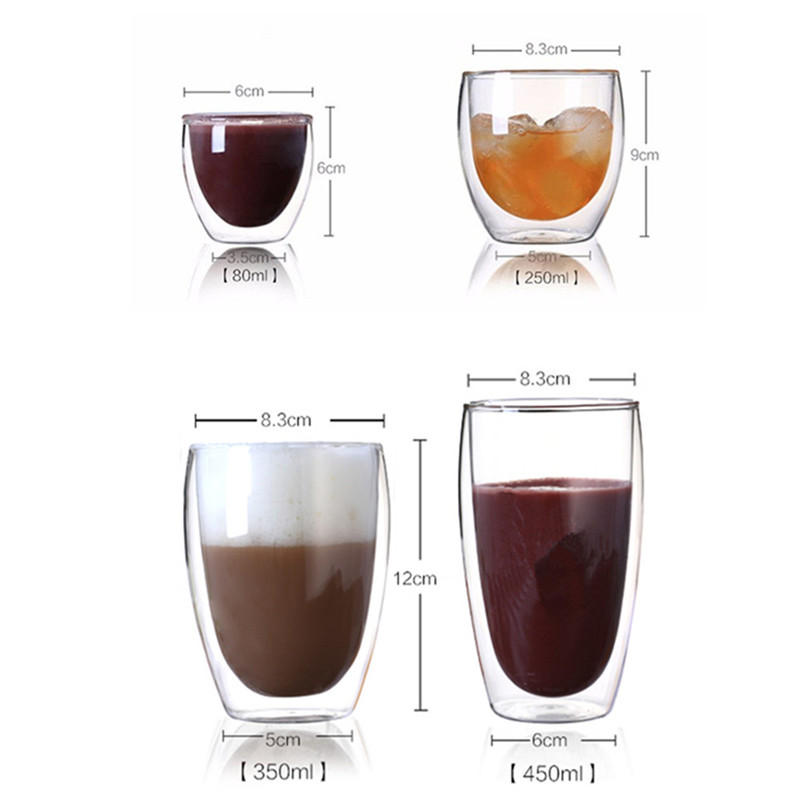 1 Pcs Double Wall Glass Cup Heat-resistant Tea Coffee Cup Handmade Beer Mug Tea Glass Whiskey Glass Cups Drinkware