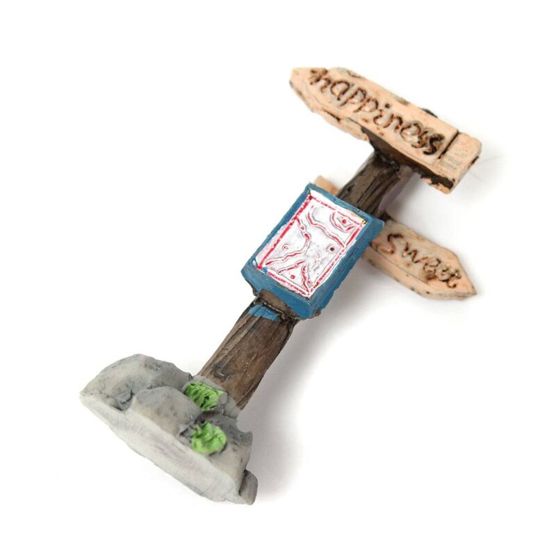 Miniature Sign post Flower Pot Plant Ornament Landscape Bonsai Garden Decor Craft DIY Happy Sweet