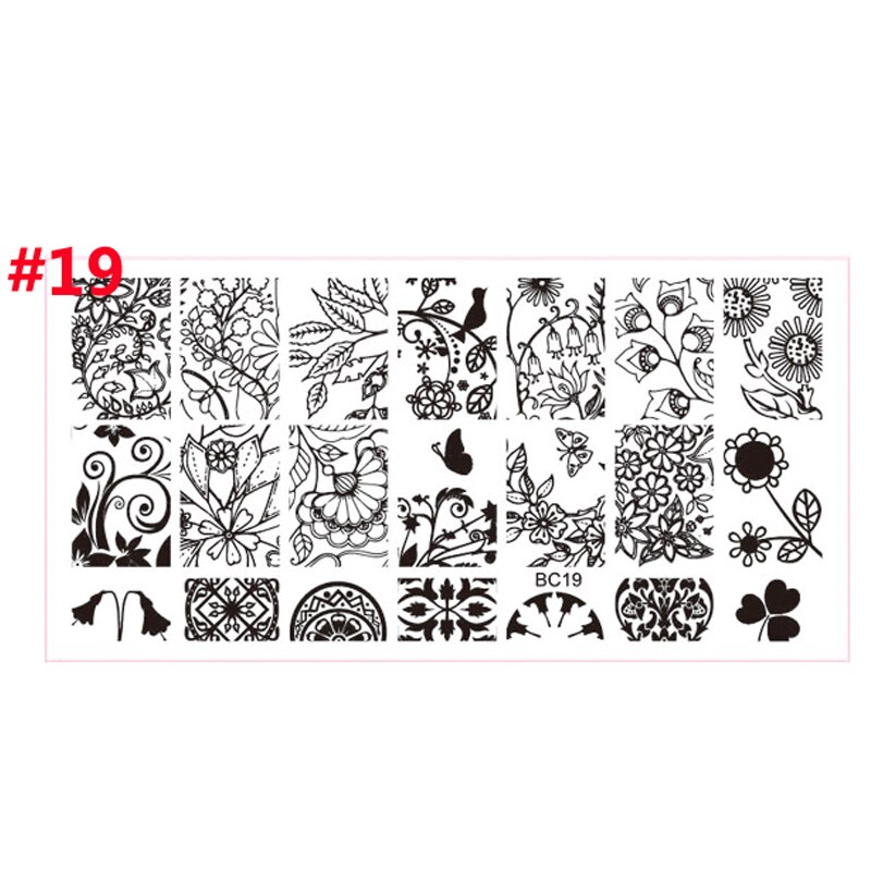 12*6cm Nail art Vorlagen Stanzen Platte Spitze serie Schmetterlinge/Blumen/Pflanzen Muster Transfer Druck vorlage: MPBC19