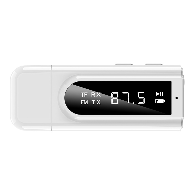 Ddj usb bluetooth 5.0 adapter, drahtloser sender mit lcd-display, usb-bluetooth-empfänger für fernseher, treiberloser usb-dongle 3.5mm: Weiß