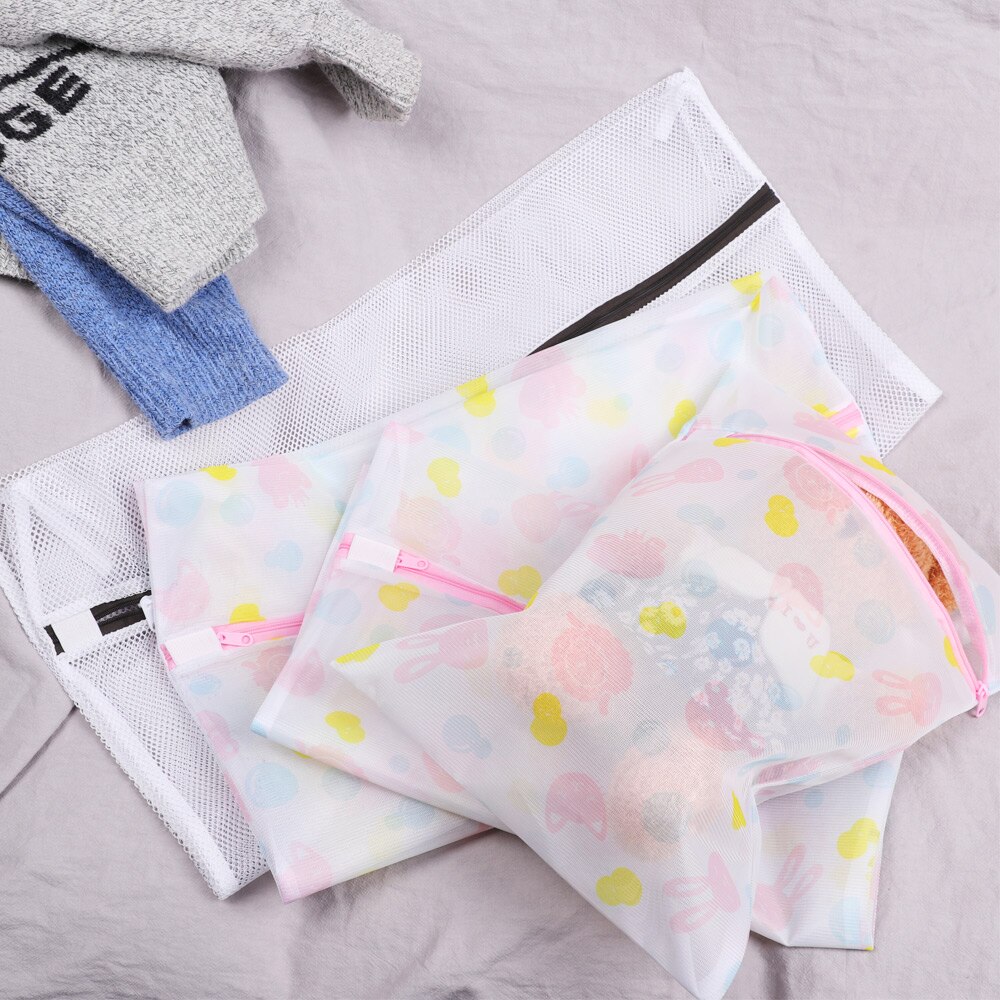 Printing Zippered Mesh Laundry Bag Polyester Laundry Wash Bags Coarse Net Laundry Basket for Washing Machines Mesh Bra Bag