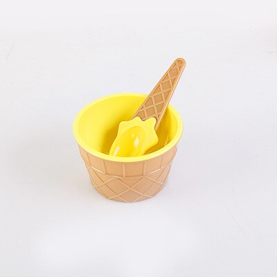 1 Set Ice Cream Bowl Spoon Clear/Fluffy Slime Box Popular Kids Food Play Toys for Children Charms Lizun Clay DIY Kit Accessories: Yellow