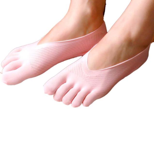 Women Five Toe Socks Female Socks Summer Thin Silk Transparent Boat Solid Women's Socks: Pink