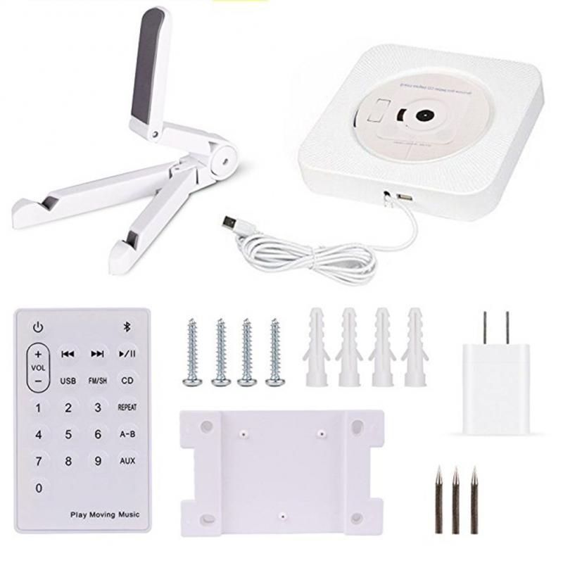 Portable Bluetooth CD Player Wall Mountable Home Audio Boombox with Remote Control FM Radio Built-in HiFi Speakers USB MP3