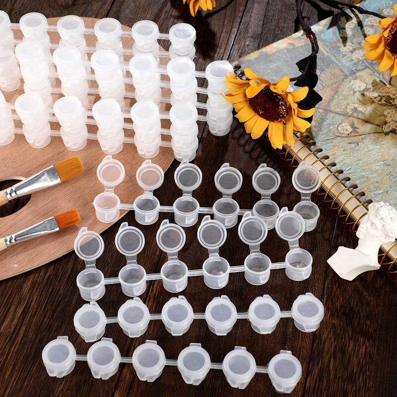 30 Strips 180 Pots Paint Pots Strips 3 Ml Mini Paint Pot Empty Paint Cups Crafts Plastic Storage Containers