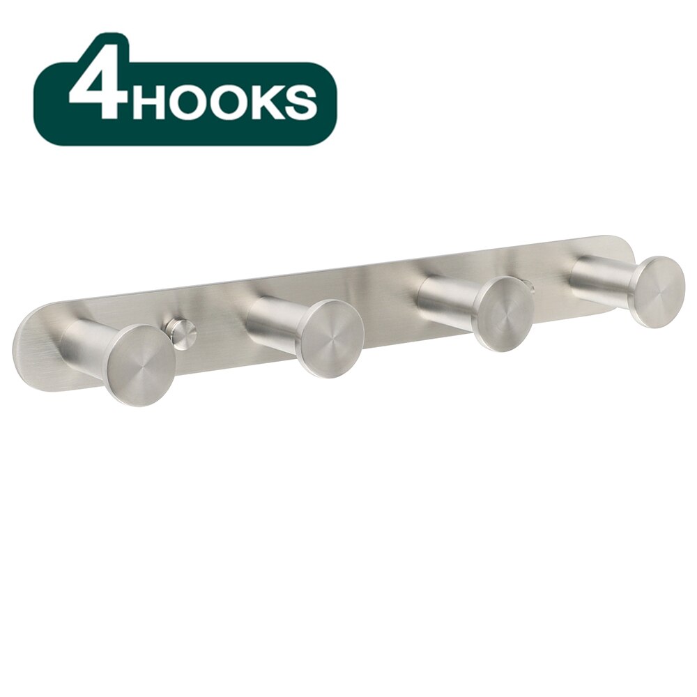 Gancho para colgar en la pared del baño, Perchero de acero inoxidable 304, accesorios de baño negros, 3-6 ganchos: silvery 4