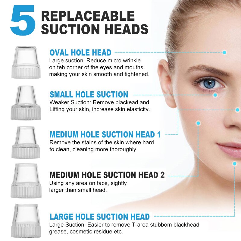 ROSALIND Blackhead Remover Facial Vacuum Pore Cleaner Face Skin Care Pimple Remover Nose Acne Comedo Suction Spot Cleaner