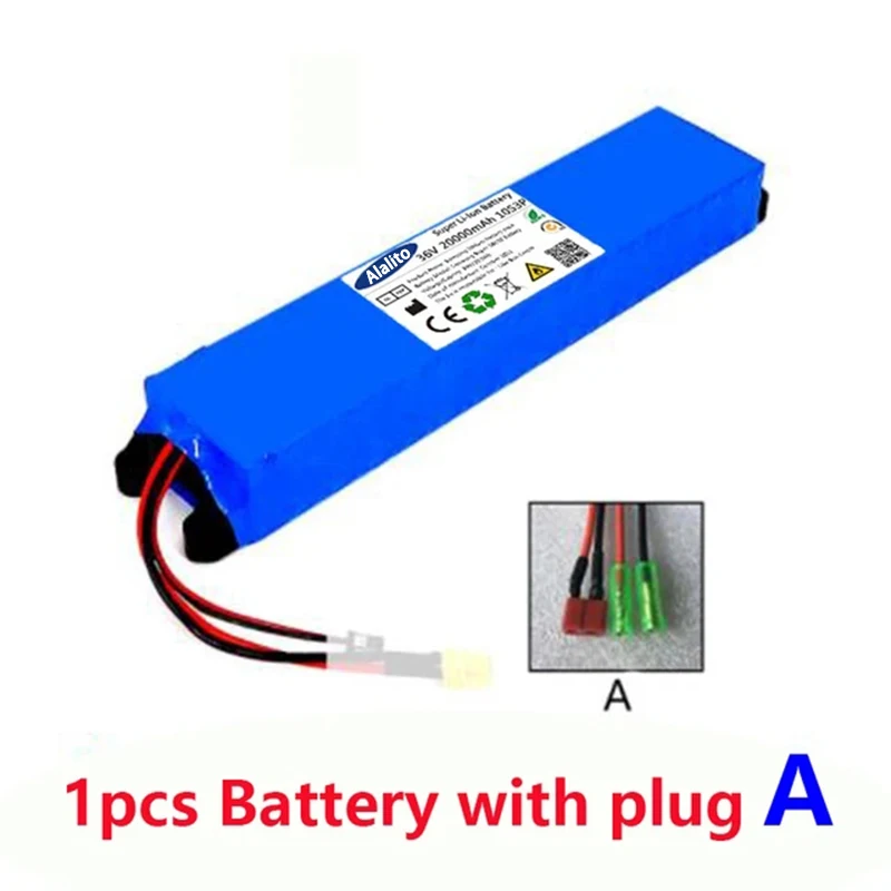 Paquete de batería de litio 2024, 36V, 20Ah, 18650, 10S3P, 20000mah, 500W, mismo puerto, 42V, para batería de energía M365 con BMS: Blanco