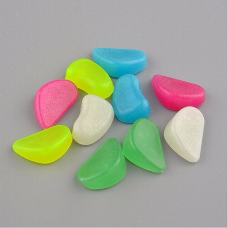 10 stuks/partij glow in the dark tuinkiezels, lichtgevende stenen, rotsen voor aquariumdecoratie, lichtgevende stenen, huisdecoratie: Willekeurige kleur