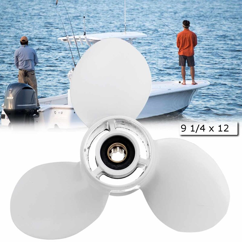 Au04 - fartygsmotorer utombordspropeller 3- blad roterande paddel 683-45941-00-el 9 1/4 x 12 för yamaha 9.9-15hp aluminium 8 spline också