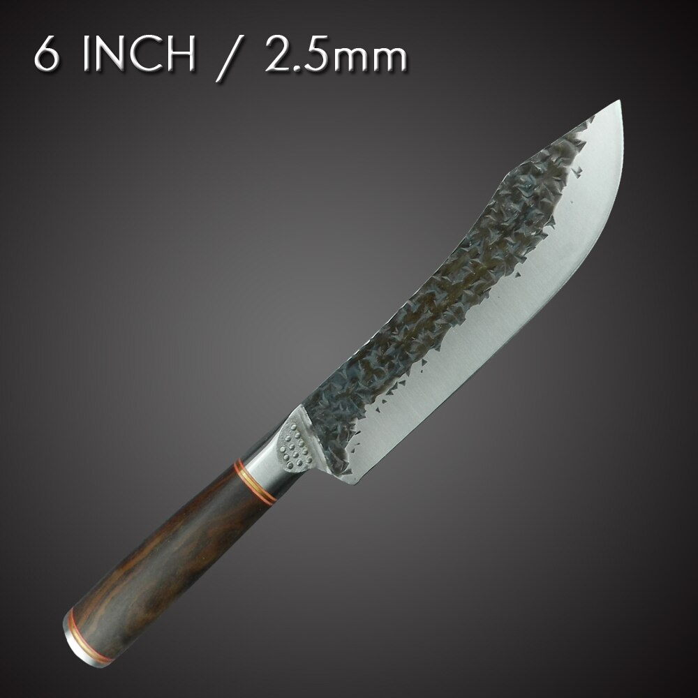 Handmade Forged Cleaver Butcher Knife 8 INCH Slaughter Chopping Cutting Bone Stainless Steel 5CR15 Knife Camping Hiking Tool: 6 slicing knife