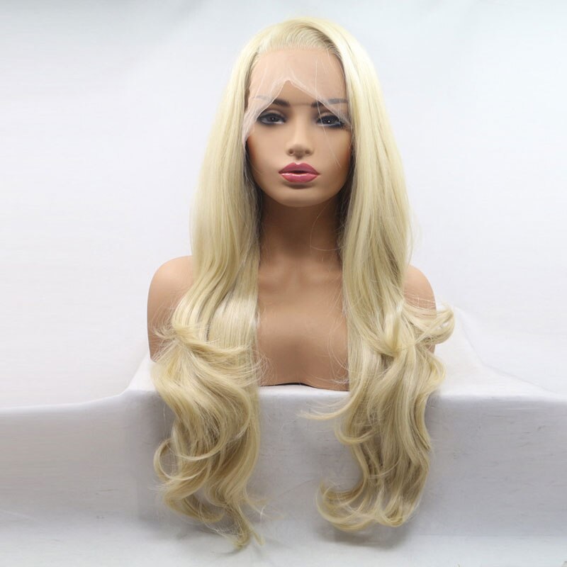 BM Body Wave Synthetic Hair 13*3 Hand Tied Lace Front Wig Honey Blonde Heat Resistant Fiber Hair Natural Hairline For Women Wigs