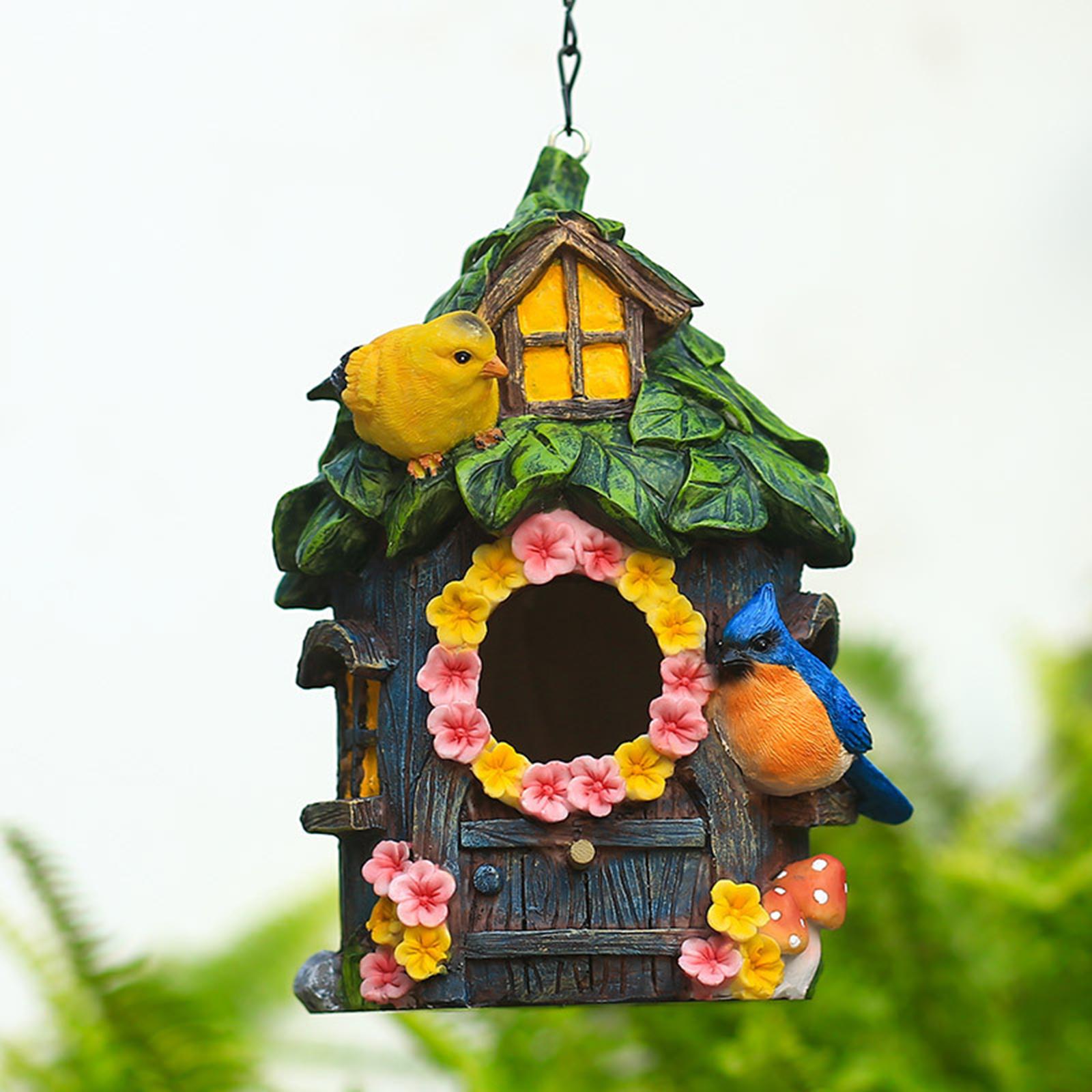 Bird House House Innovative Beautiful Nature Hand-Painted Nesting Box for Home Outdoors