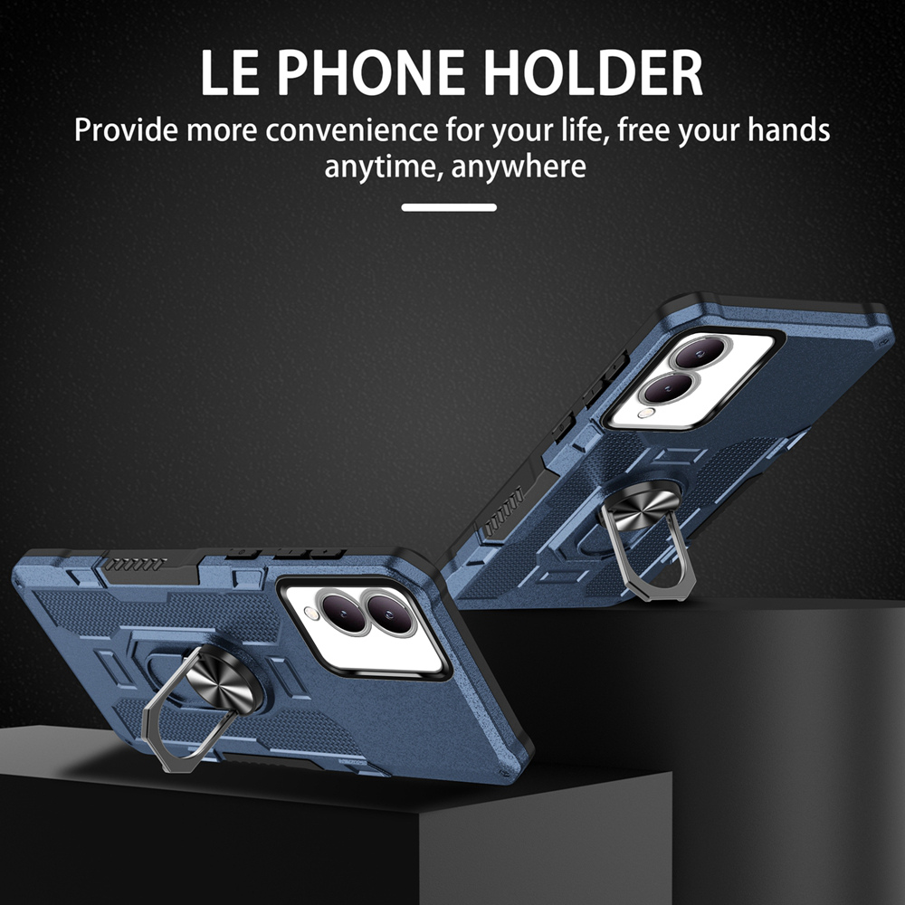 Shockproof Armor Case for VIVO Y17S Soft Silicone+PC Metal Ring Stand Phone Back Cover for VIVO Y17S