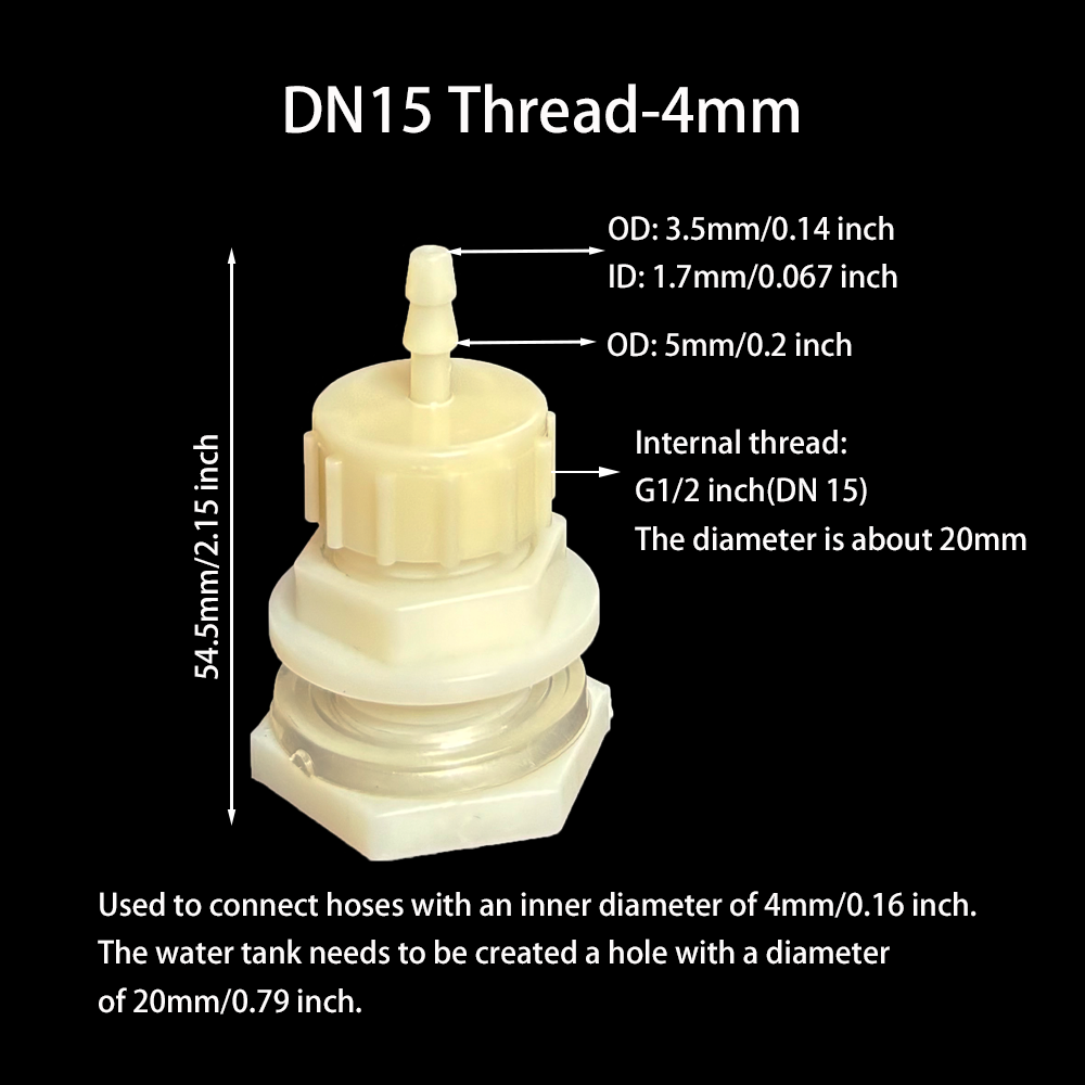 2Pcs Water Tank Hose Connector G1/2 inch DN15 Thread Outlet Plastic Poultry Pet Farming Pagoda Joint Coupling Irrigation: WHITE