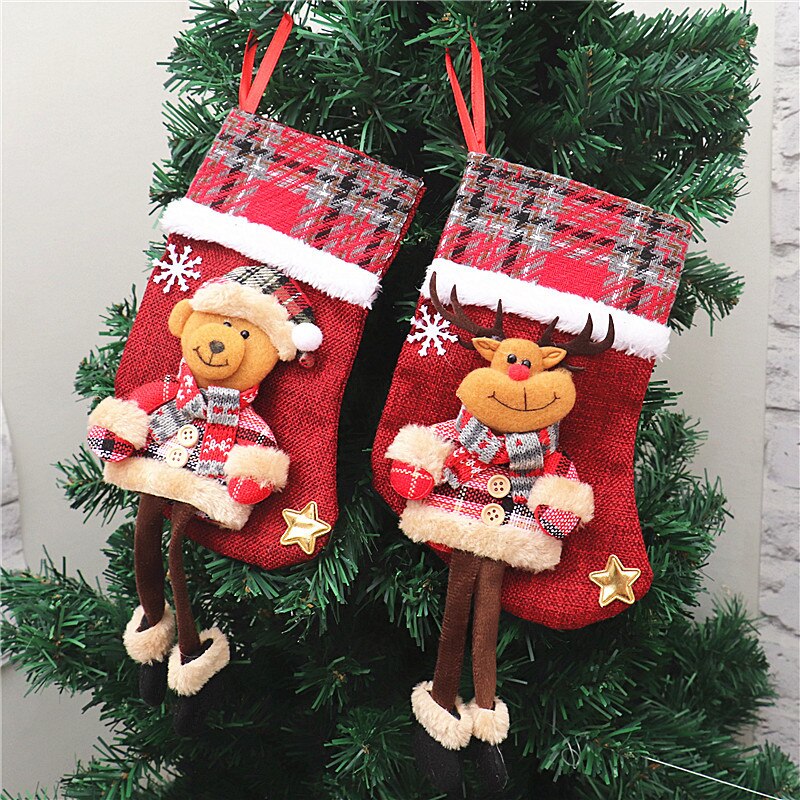 1Pc Jaar Kerst Kous Sack Xmas Candy Bag Kerst Decoraties Voor Huis Kerstman Sok Kerstboom decor