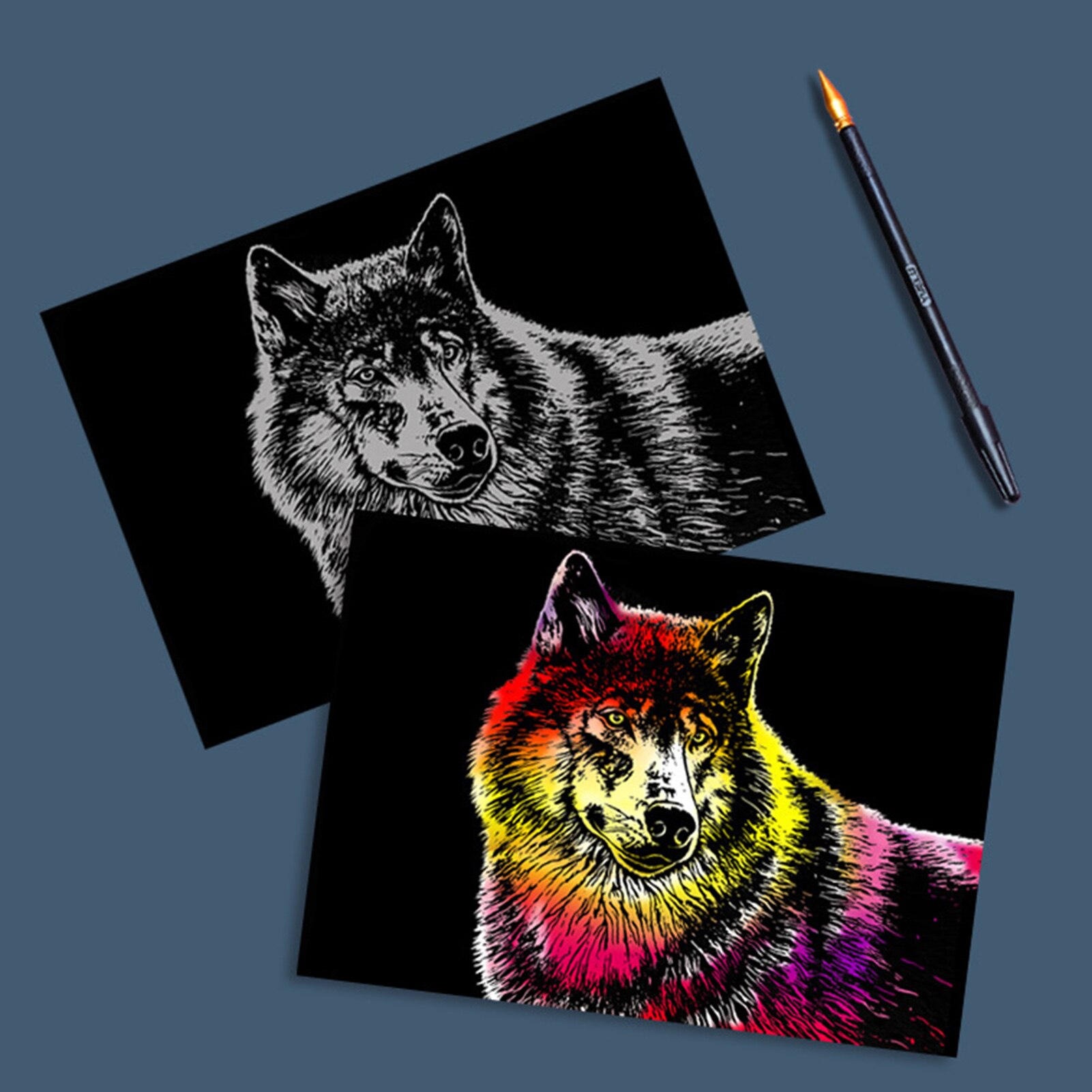 Animal Scratch Painting Set Rainbow Painting Scratchboard Kit Children Handcraft DIY Painting For Kids Best