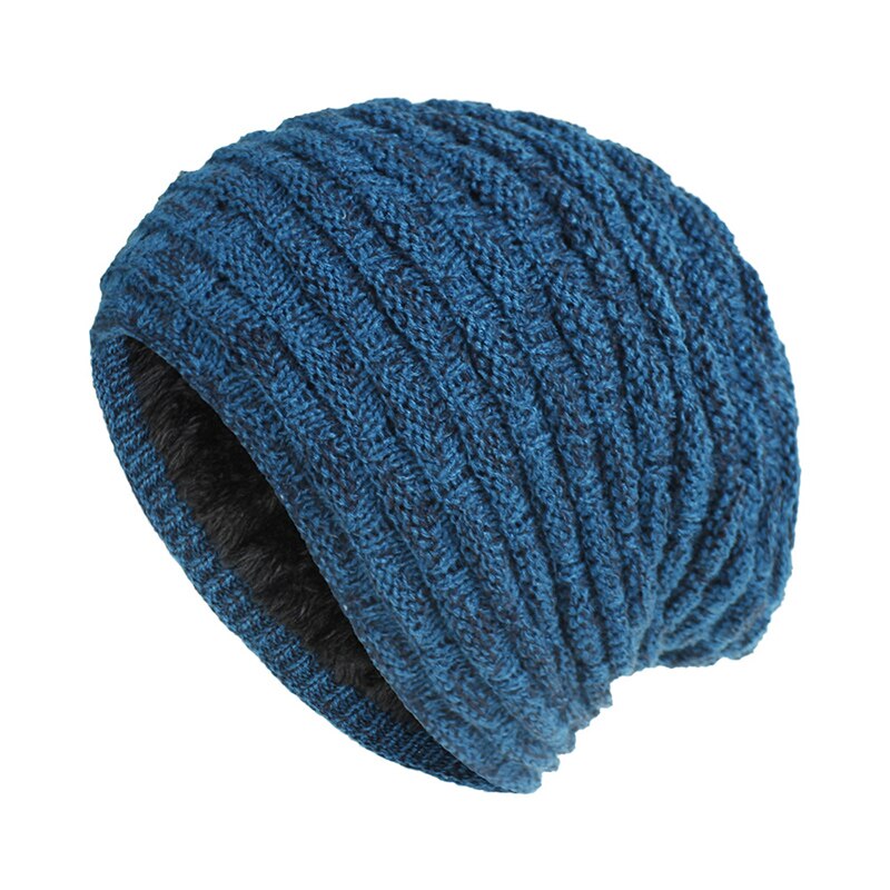Gorro de malha chapéu redondo dobras ao ar livre tampas para o inverno feminino chapéu de malha gorro quente chapéus boné de lã hip hop capa de cabeça macia: Azul