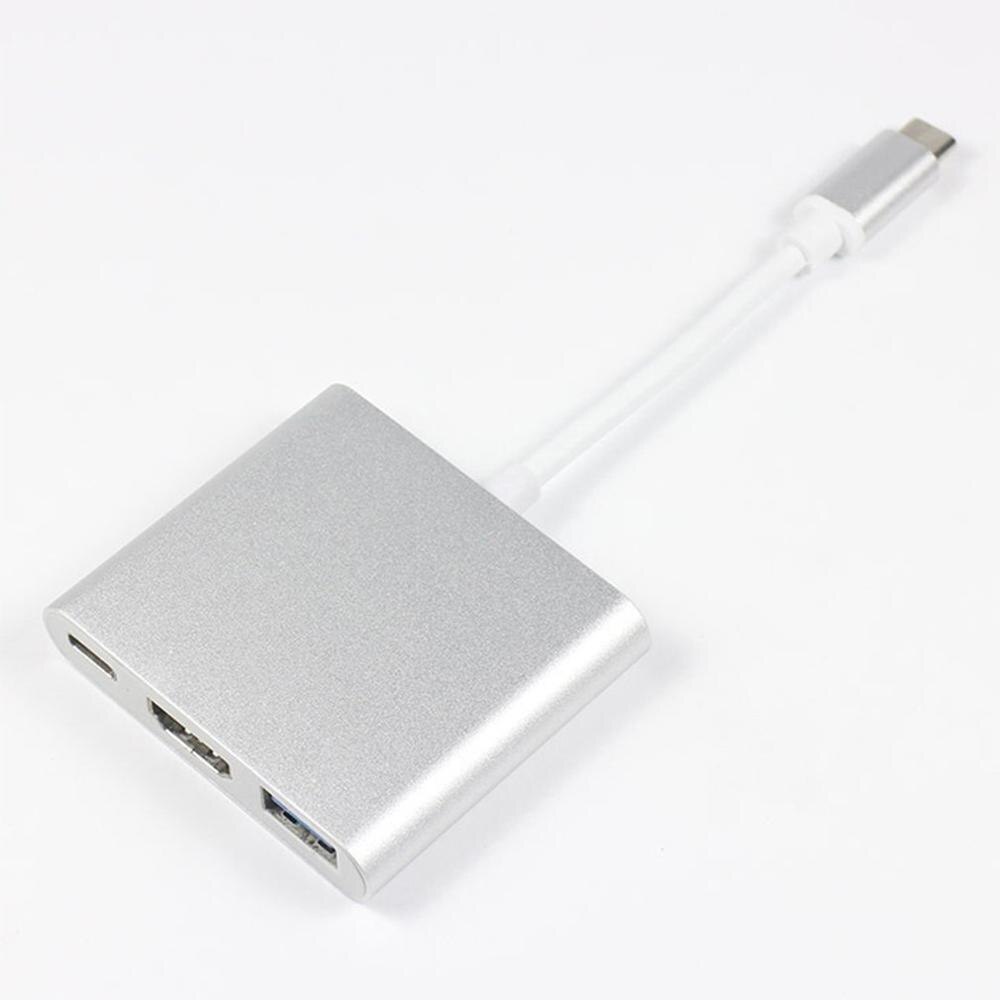 USB-C Hub 3-in-1 Adapter - HDMI 4K@60Hz, USB 3.1 Type-C to HDMI for Apple Macbook: Gray