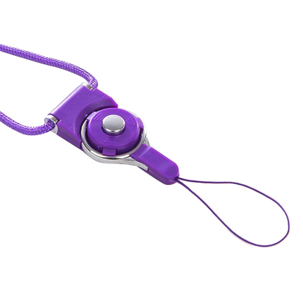 Universal Detachable Mobile Phone Case Lanyard Strap Finger Neck Hanging Rope: Purple