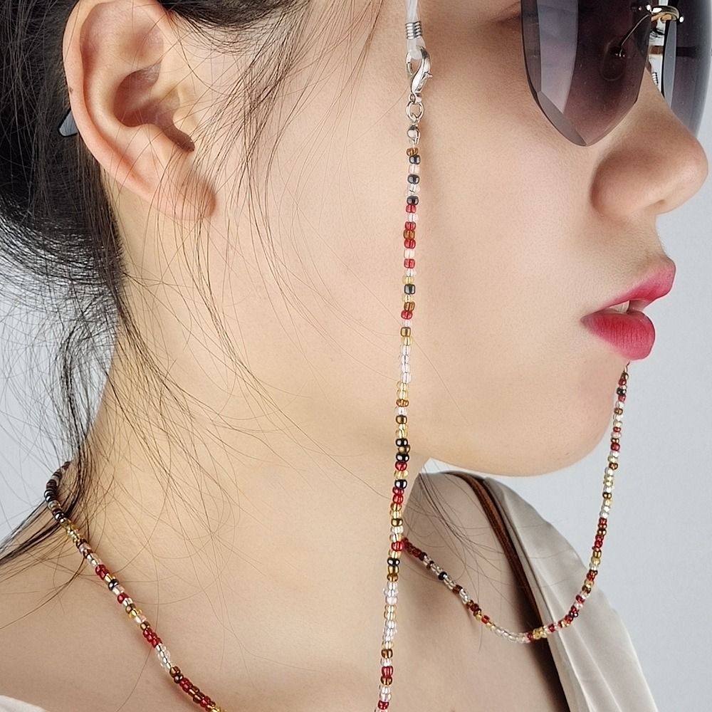 Correa de mascarilla de colores bohemios para mujer, cadena con cuentas para gafas, cordón antideslizante para máscara facial, cadena para el cuello para gafas de sol