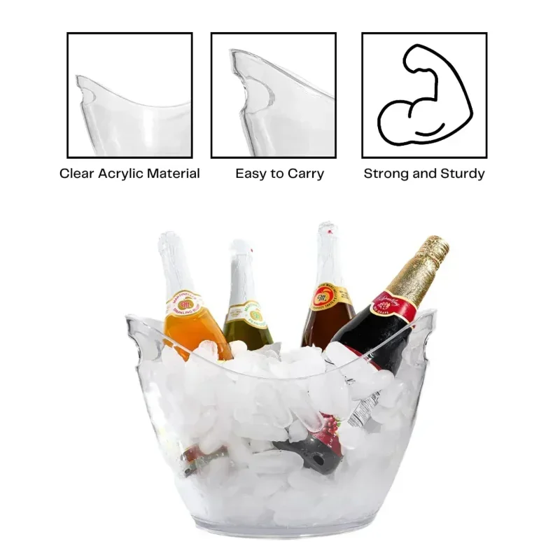 Clear Ice Bucket Beverage Tub Transparent Cooling Large Ice Bucket For Wine Champagne Bar Supplies for Family reunion