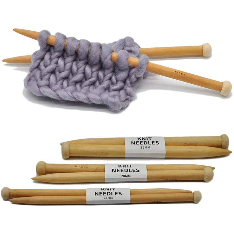 2 st/set 35cm stora stickor i trä 15/20/25mm stickor i trä stickverktyg för halsduk tröja