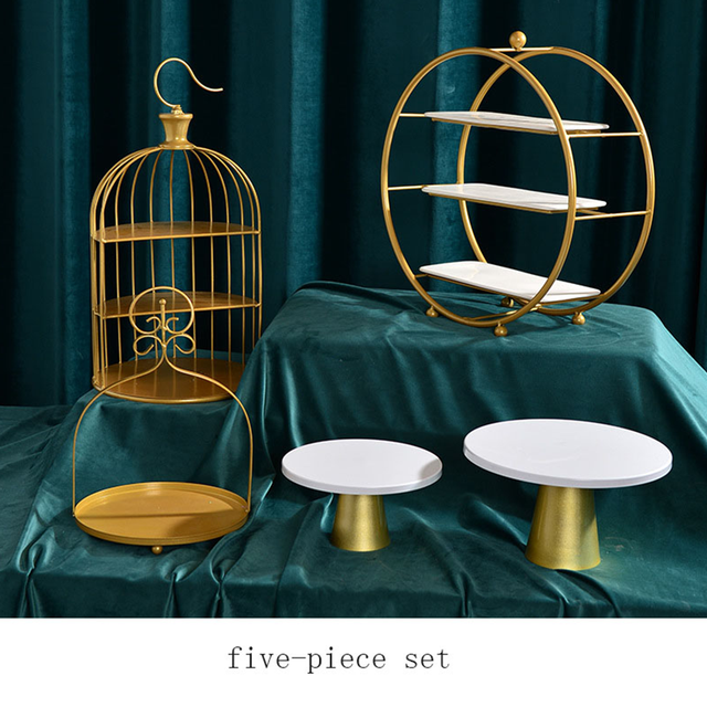 Dessert Table Cake Rack Brass Tray Afternoon Tea Tea Break Cold Cut Tableware Decoration Decoration Birthday Wedding Arrangement