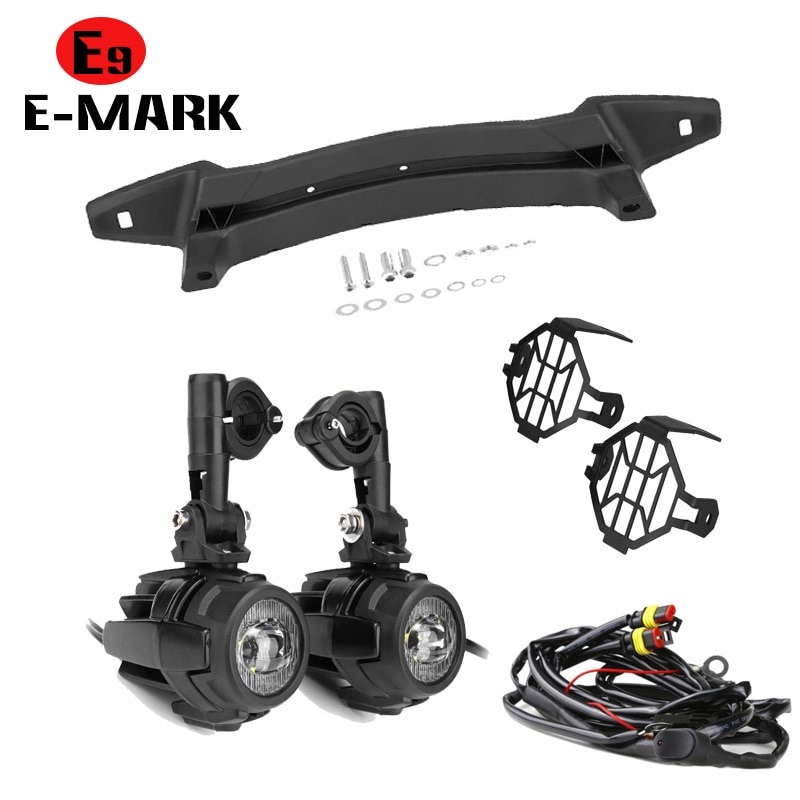 Soportes delanteros con luces para motocicleta, apoyo frontal de moto con faros LED de conducción para BMW R1250GS y R1200GS aventura LC, , piezas