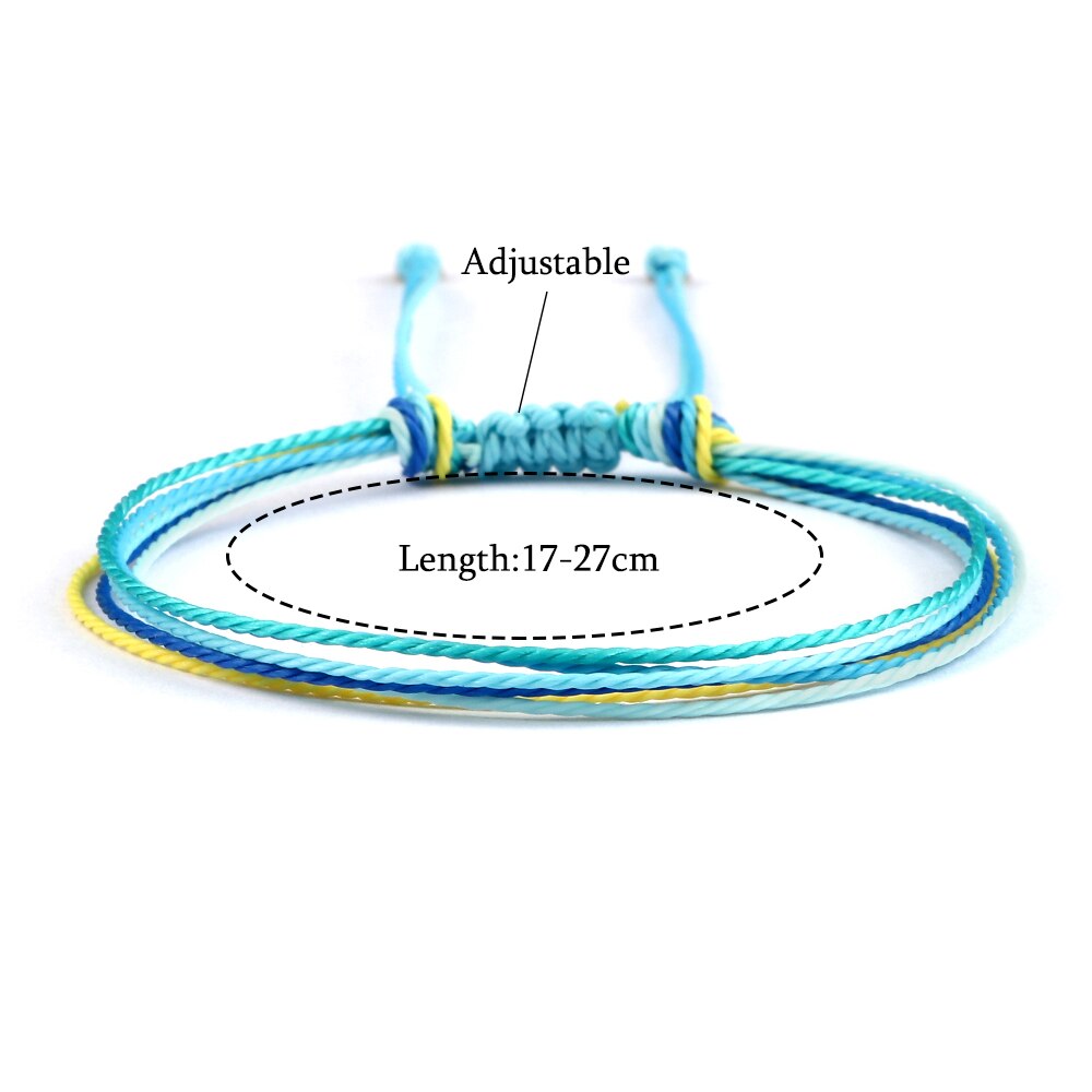 Pulsera trenzada con línea de cera de colores para hombre y mujer, brazalete ajustable, de joyería para amigos, Pulsera de pareja, 13 estilos