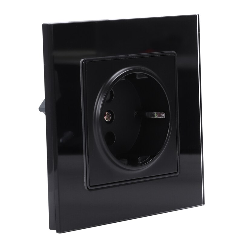 Eu Standard Power Socket,White Crystal Gl Panel,Ac 110~250V 16A Wall Power Socket