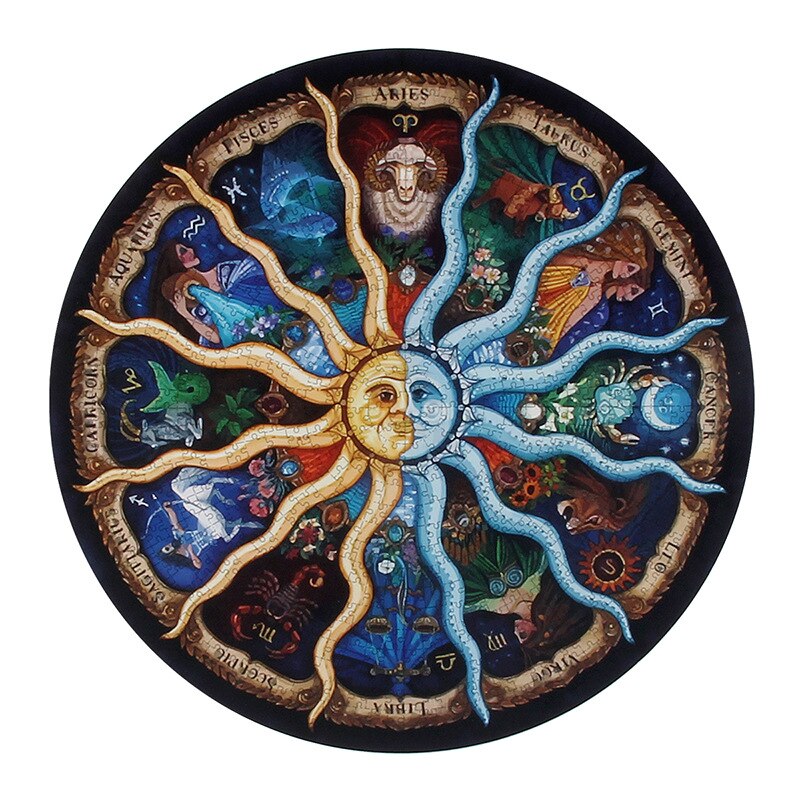 Jinletong-puzzle, 1000 -teilig, für erwachsene, tierkreiszeichen, berühmte gemälde, sternbilder, rundes puzzle, puzzles für kinder