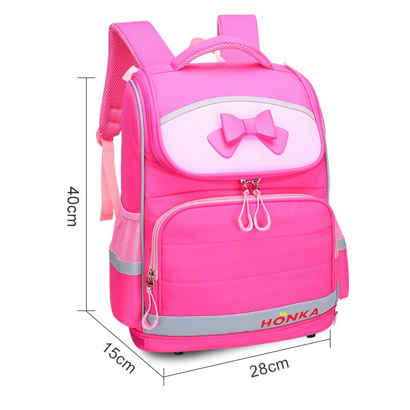 Enfants sacs d'école primaire filles sacoche sac à dos orthopédique imperméable à l'eau léger fardeau enfants Bookbags Mochila Infantil Escolares: rose red