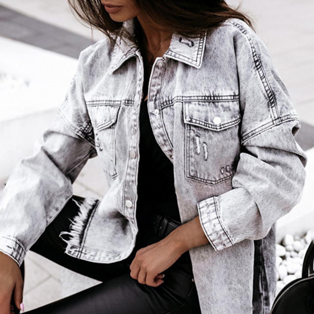 Spring Autumn Thin Solid Denim Jacket Casual Breathable Women Top Light And Comfortable High Street Style Coat