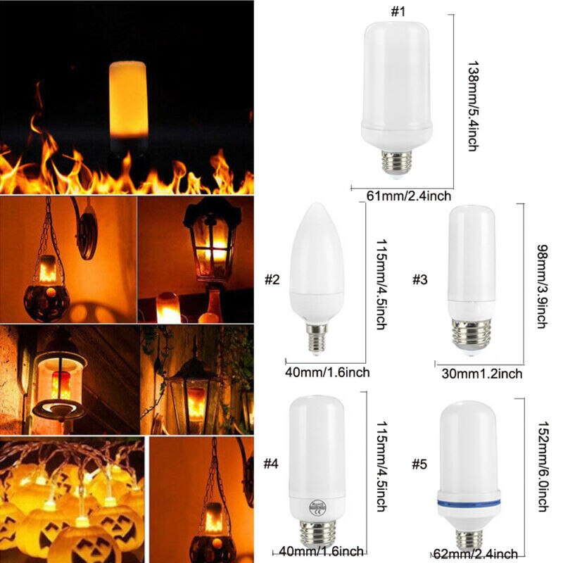 1pc led flame lampa 3 lägen+gravitationssensor nattljus 85-265v led flame effekt eld glödlampa jul halloween dekoration