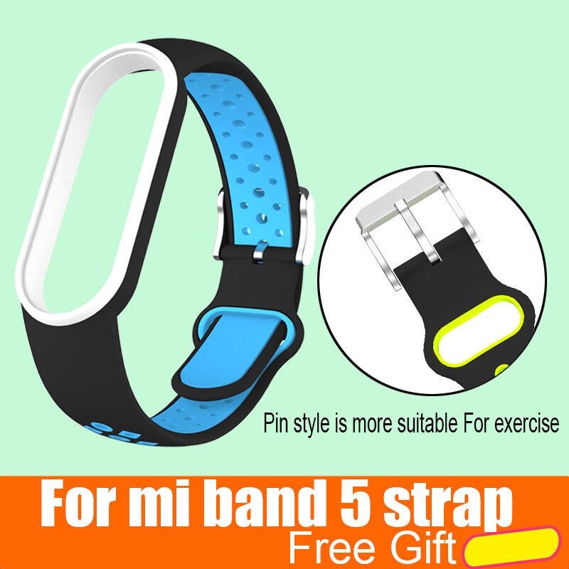 Mi Band 5 Wrist Strap for Xiaomi Mi Band 5 NFC Silicone Wristband Bracelet Mi5 Smart Watches Miband5 Accessories Sport Strap: black blue