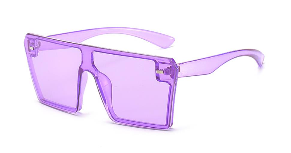 Kantløse overdimensionerede kvinder solbriller firkantede mærke solbriller med stort stel til kvinder  uv400 solbriller oculos masculino: Klar lilla