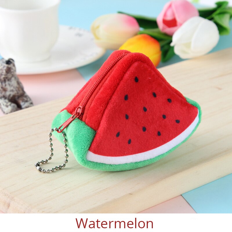 Coin Purse Three-dimensional Triangle Wallet Bag Fruit Small Purse Women Mini Bag Key Coin Holder Orange Kiwi Pitaya Watermelon