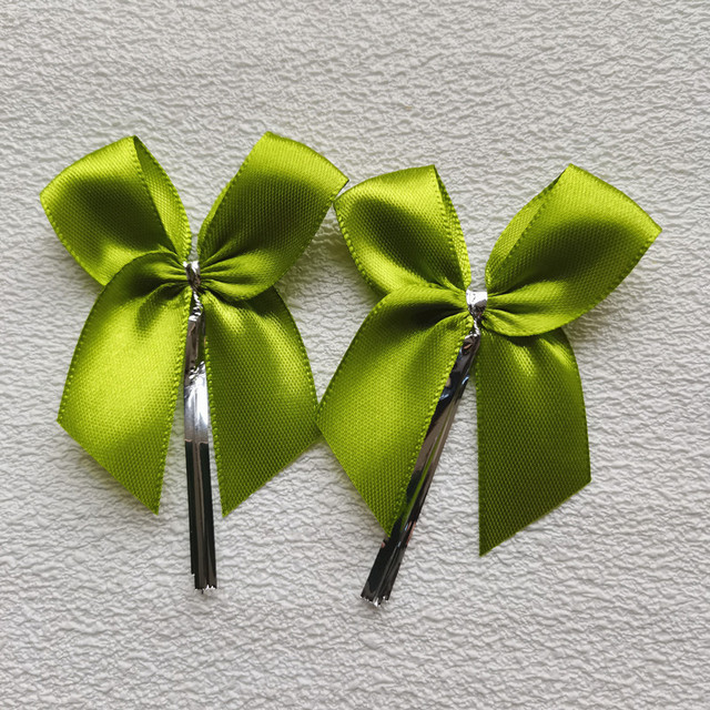 100pcs Multiple Colors Satin Ribbon Bowknot Sealing Wire Bakery Packing Birthday Party Bows For Wedding Decoration 6CM: army green