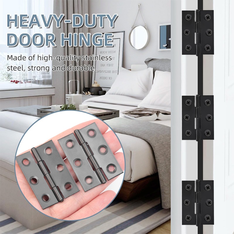 1/10sets Deurscharnier 2-Inch Indoor Rvs Platte Scharnieren Zwart Meubelbeslag Deur Raam Scharnier home Improvement Tools