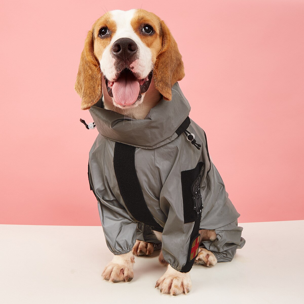 Manteau de pluie réfléchissant avec brassard pour grand chien, combinaison imperméable pour chien Labrador Golden Retriever