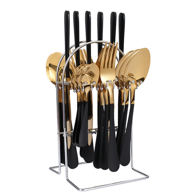 24 Stuks Luxe Servies Bestek Set Rvs Servies Goud Servies Set Mes Vork Lepel Vaatwasser Servies