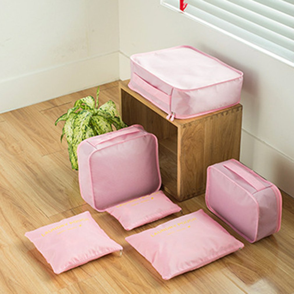 6 Pcs/set Nylon Packing Cubes Set Travel Bag Organizer Large Capacity Travel Bags Hand Luggage Clothing Sorting First Aid kits