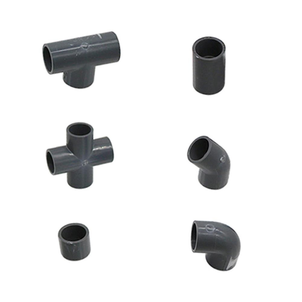 Grey PVC Pipe Connector Inner Diameter 20mm Pipe Connector Garden Water Pipe Joint Adapter Elbow Straight Cross Tee Couplings