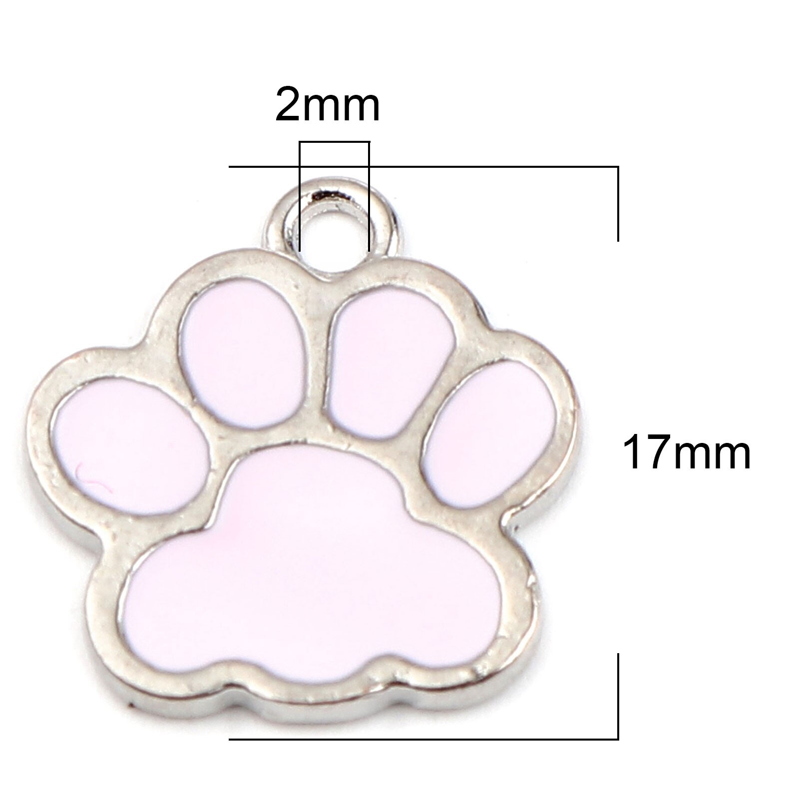 20PCs Animal Series Zinc Based Alloy Charms Pendant For Jewelry Making Paw Claw Silver Color Purple Enamel 17mm x 16mm: 5