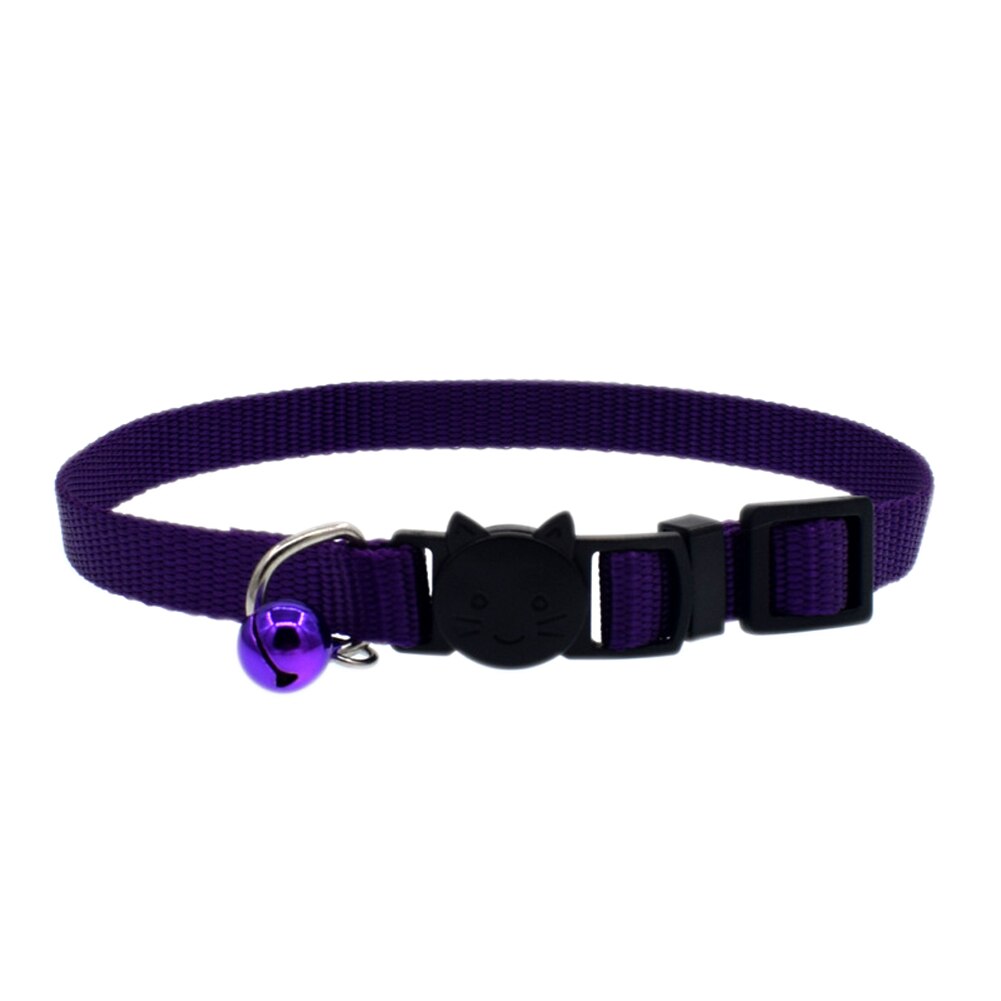 Cat Collar With Bell Safety Buckle Kitten Small Dogs Cats Adjustable Nylon Collars Pet Supplies E2S: Purple