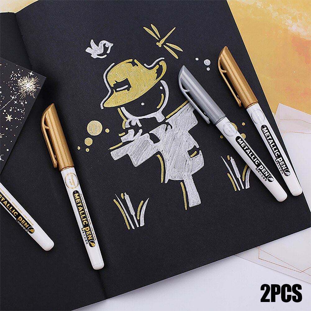 2pcs Writing Stationery Ergonomic School With Lid Multifunction Waterproof Portable Drawing Pen Student Greeting Card Marker DIY